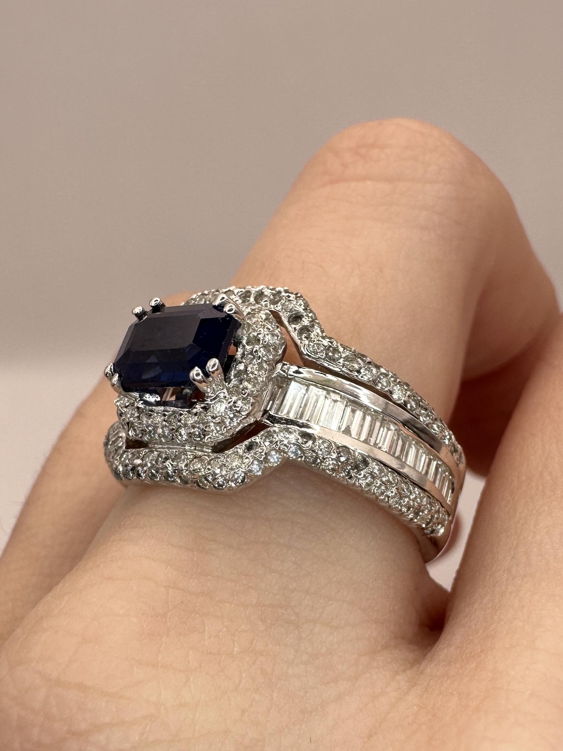 18k Diamond and Sapphire Ring For Sale 6