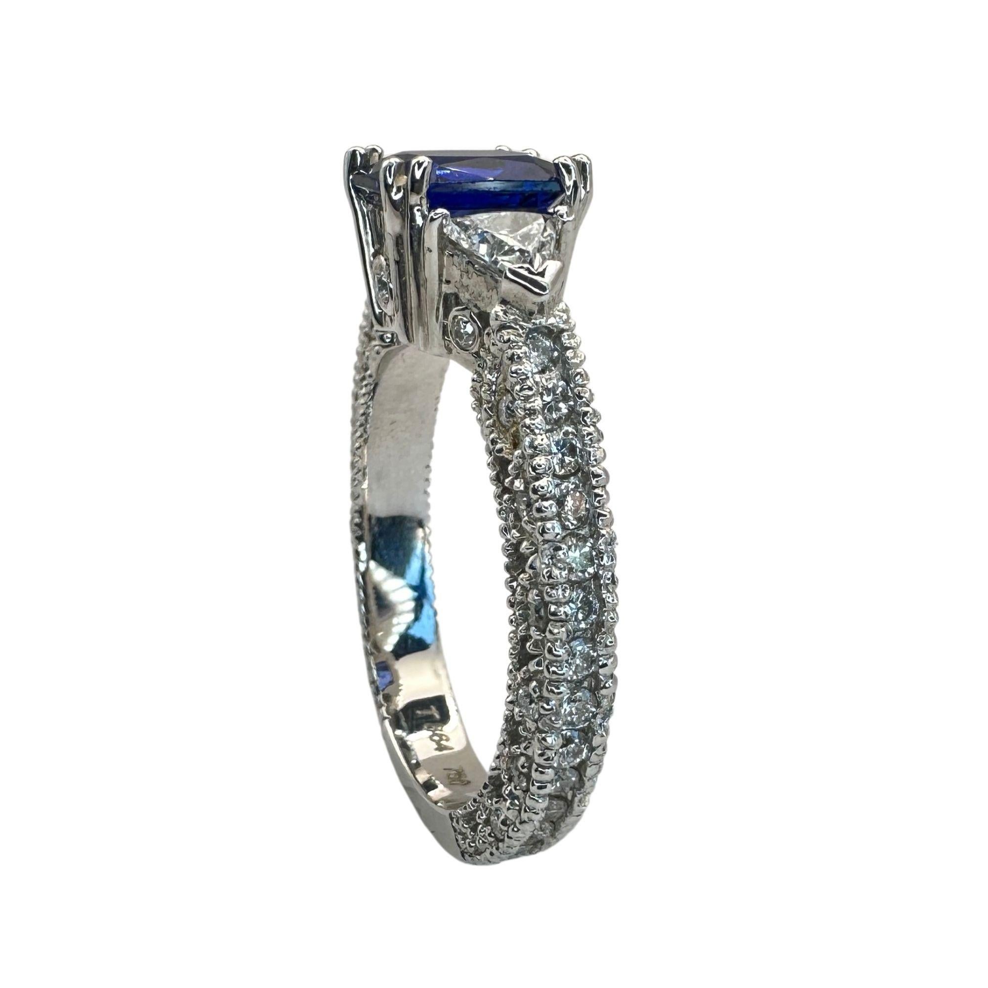 Women's or Men's 18k Diamond and Sapphire Ring For Sale