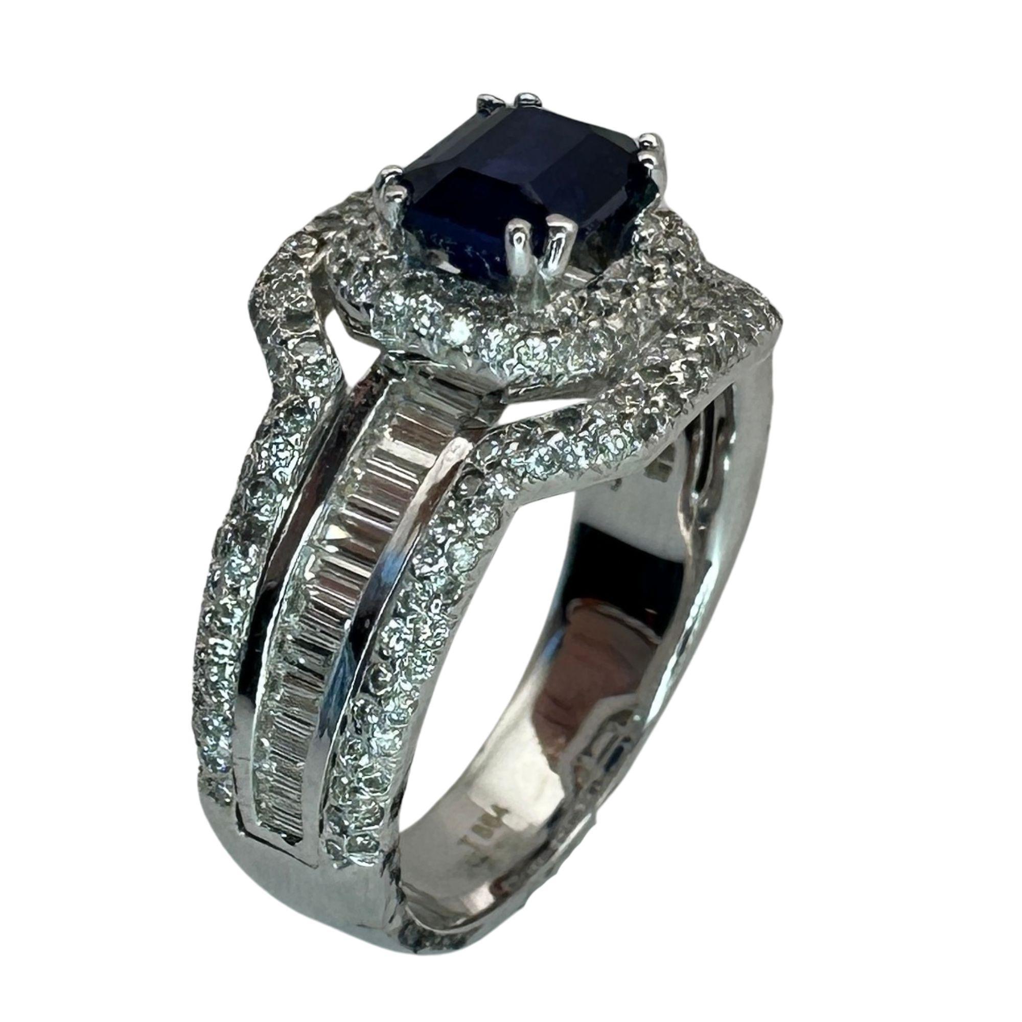 Ring aus 18 Karat Diamant und Saphir im Angebot 2