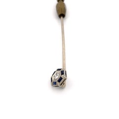 18K Diamond and Sapphire Stick Pin
