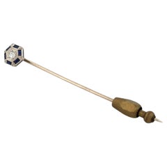 18K Diamond and Sapphire Stick Pin