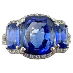 18k Diamond and Sapphire Three Stone Ring