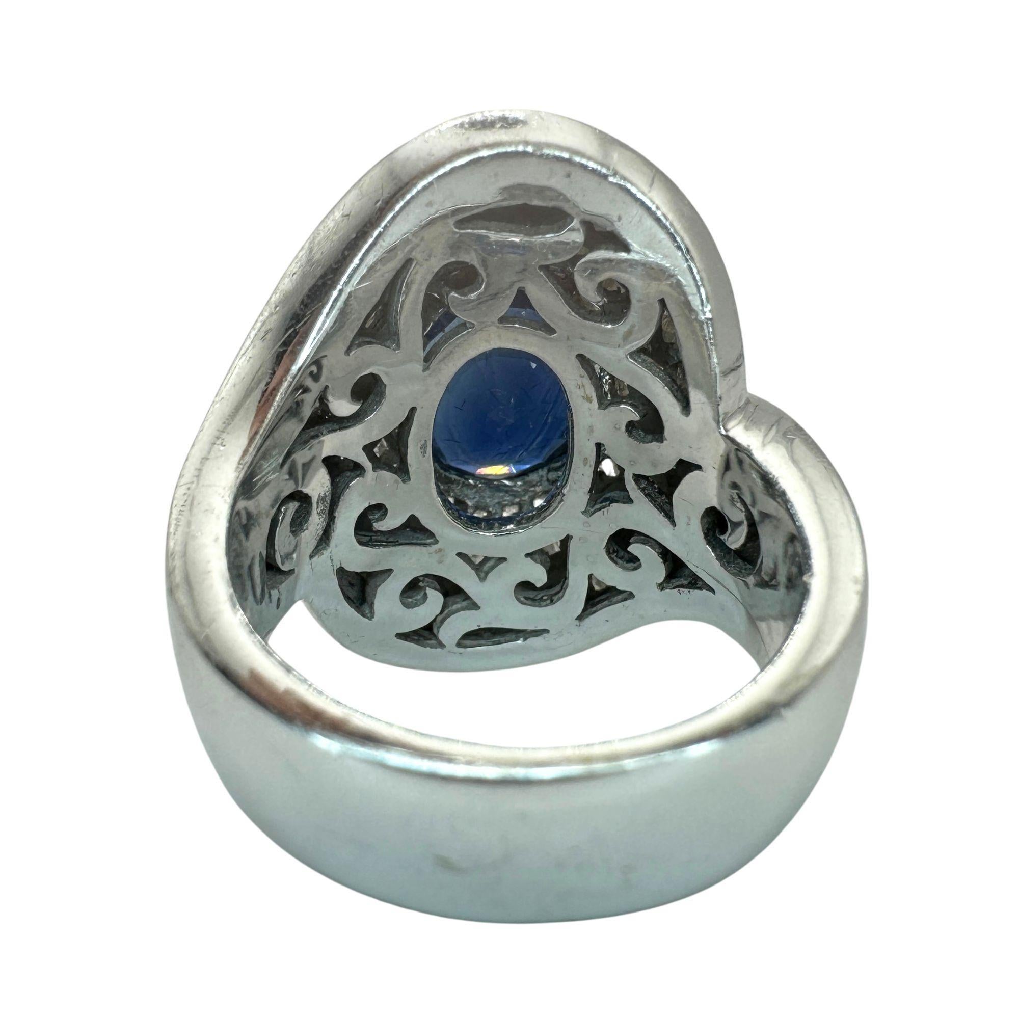 18k Diamond and Sapphire Wide Band Ring For Sale 1
