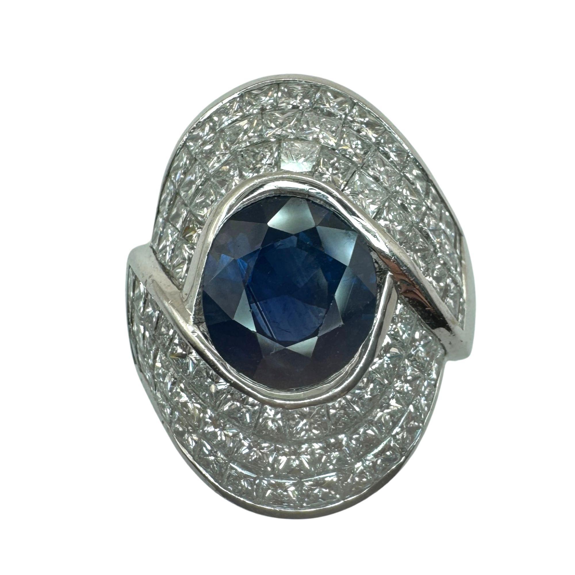 18k Diamond and Sapphire Wide Band Ring For Sale 2