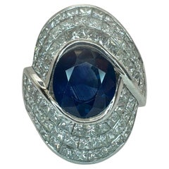 18k Diamond and Sapphire Wide Band Ring