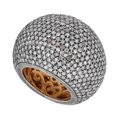 18K Diamond and Silver Dome Ring