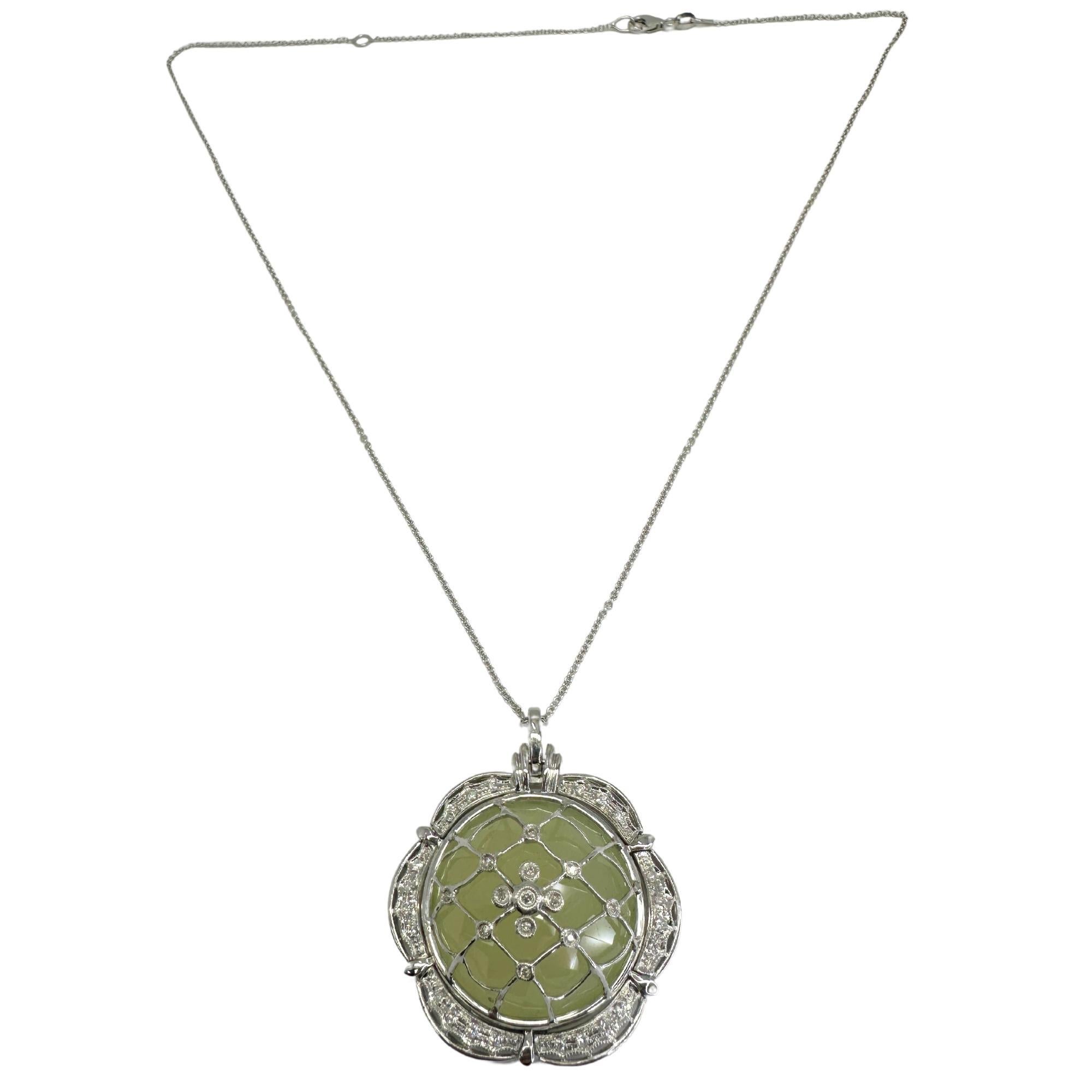 Collana con diamante 18k e agata di mare sintetica In condizioni buone in vendita a New York, NY