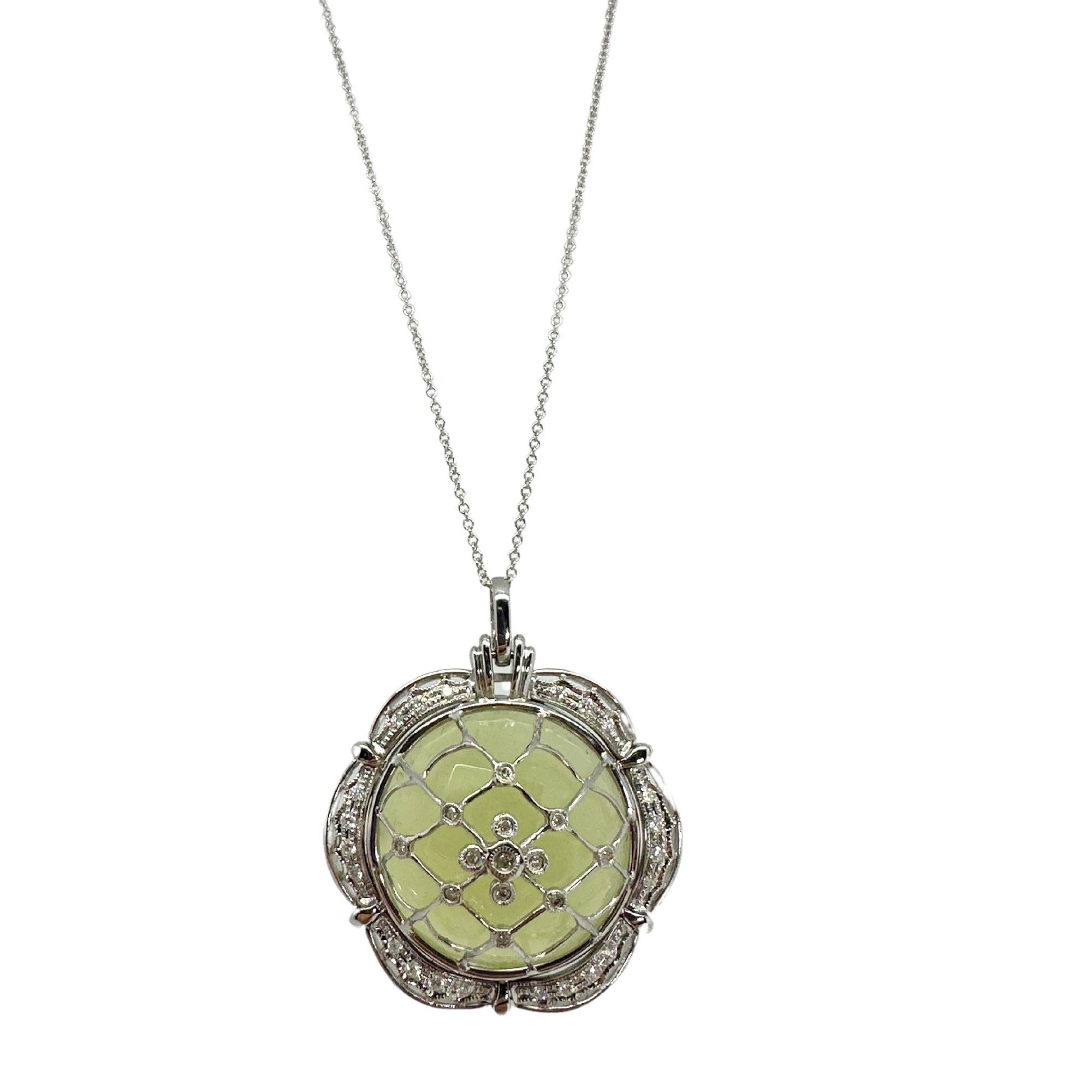 Collana con diamante 18k e agata di mare sintetica in vendita 3