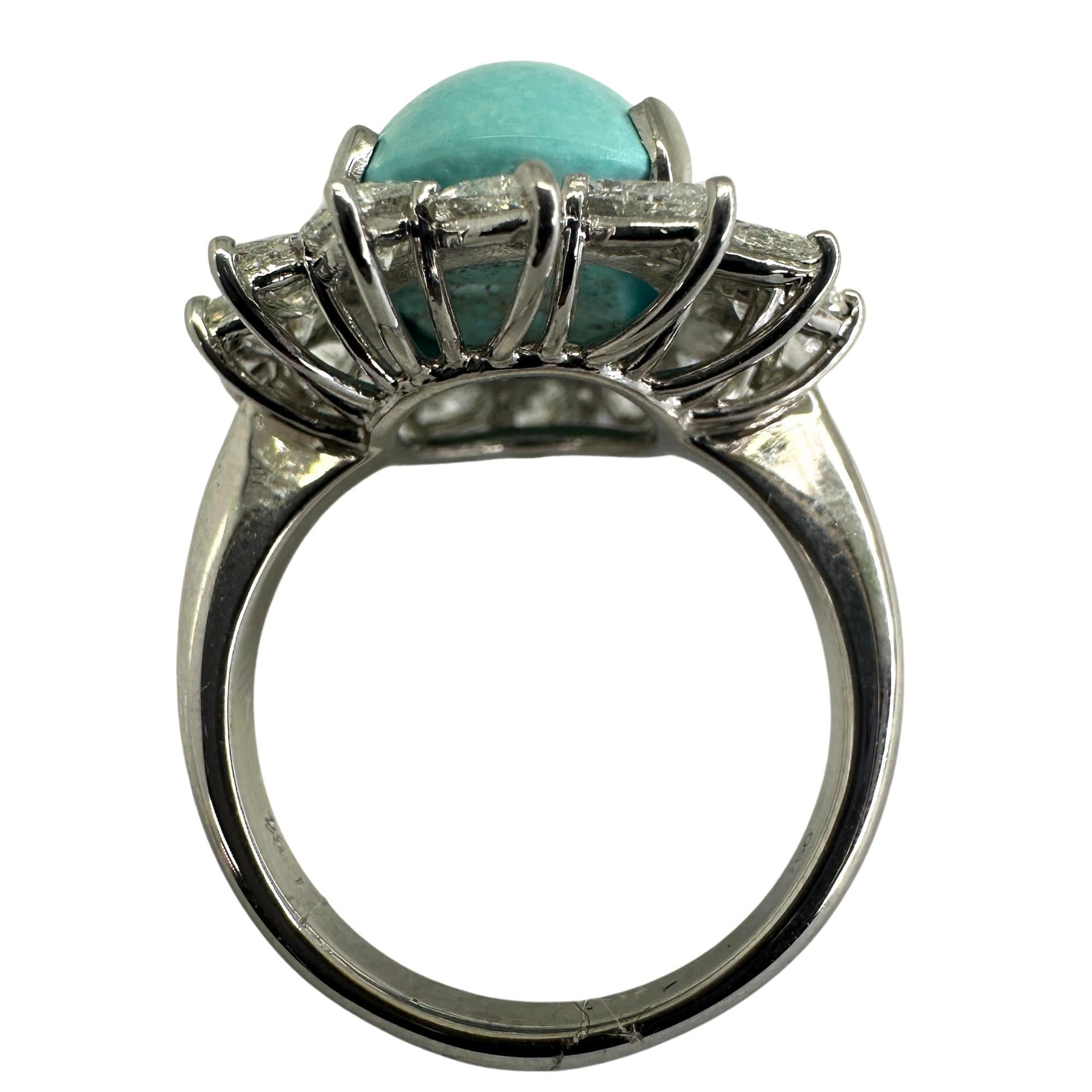 Anello con diamanti e turchesi 18k In condizioni buone in vendita a New York, NY