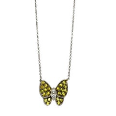 18k Diamond and Yellow Sapphire Butterfly Necklace