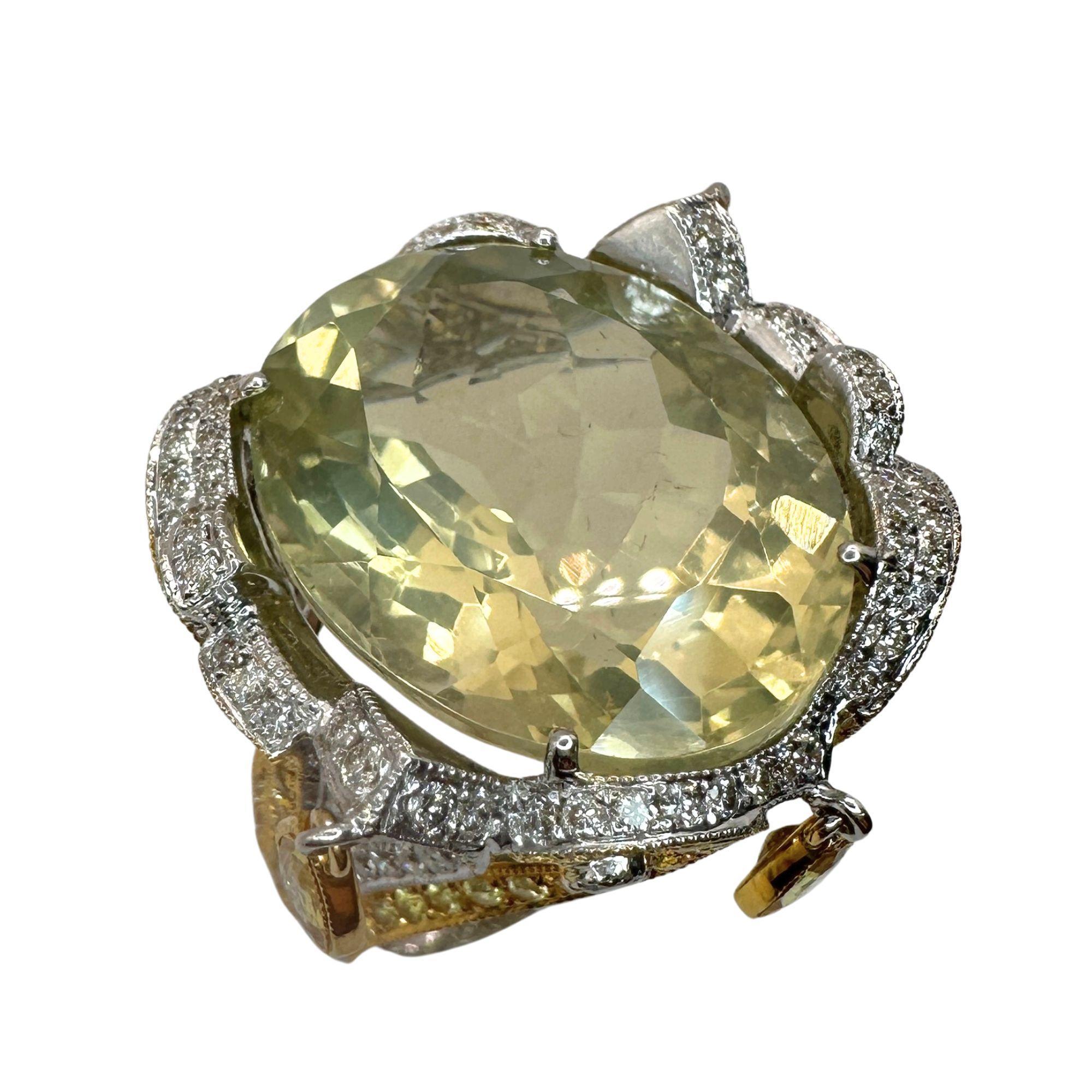 18k Diamond and Yellow Sapphire Cocktail Ring. For Sale 3