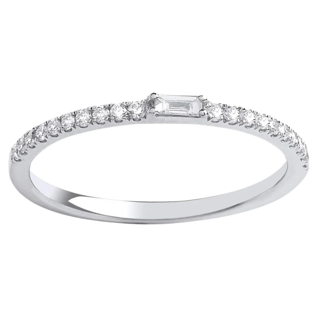 18K Diamond Baguette-Cut Stackable Band Ring (Made to Order) For Sale