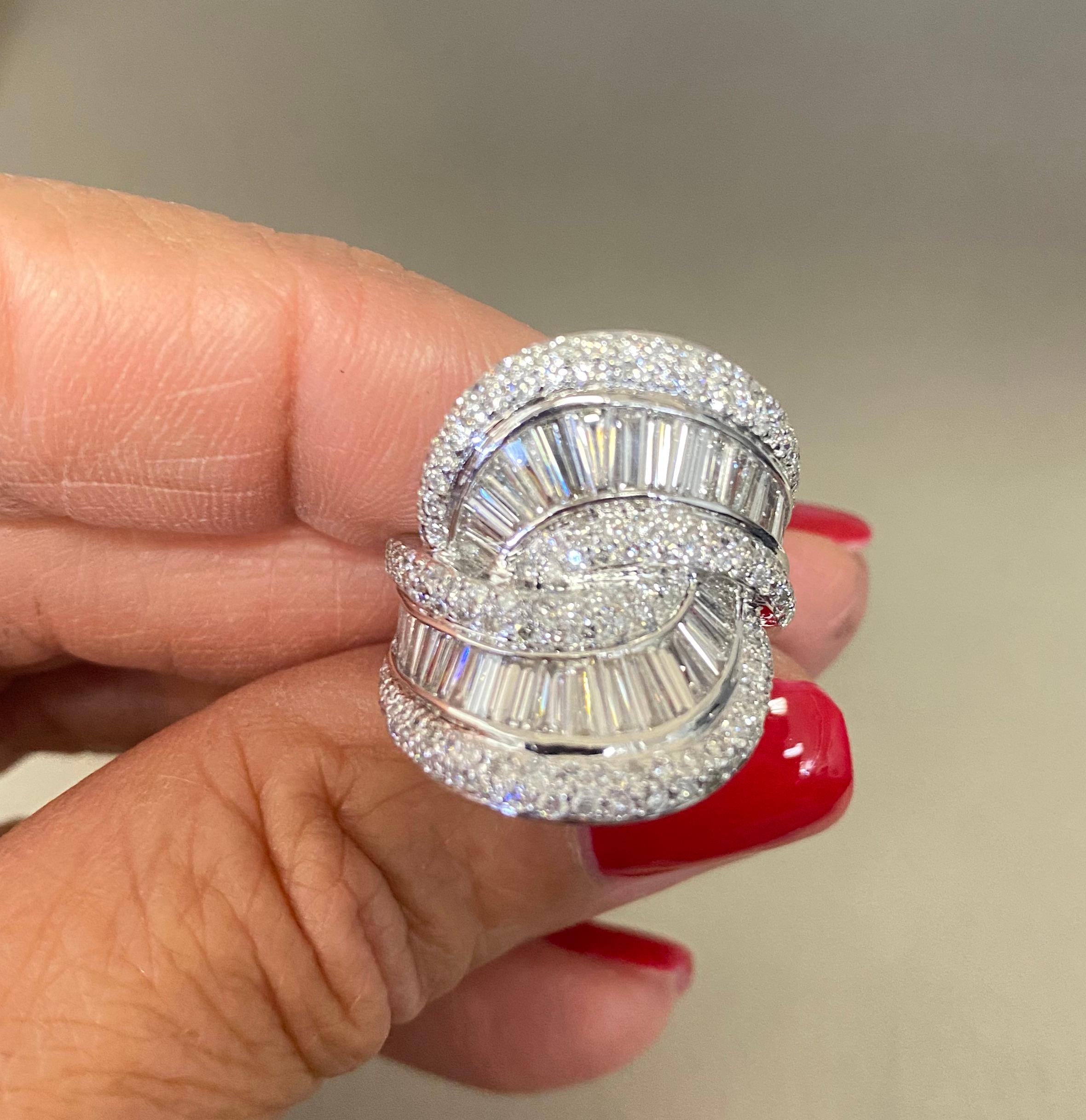 18k Diamond Baguette Diamond Cocktail Ring 3.73 Carats 3