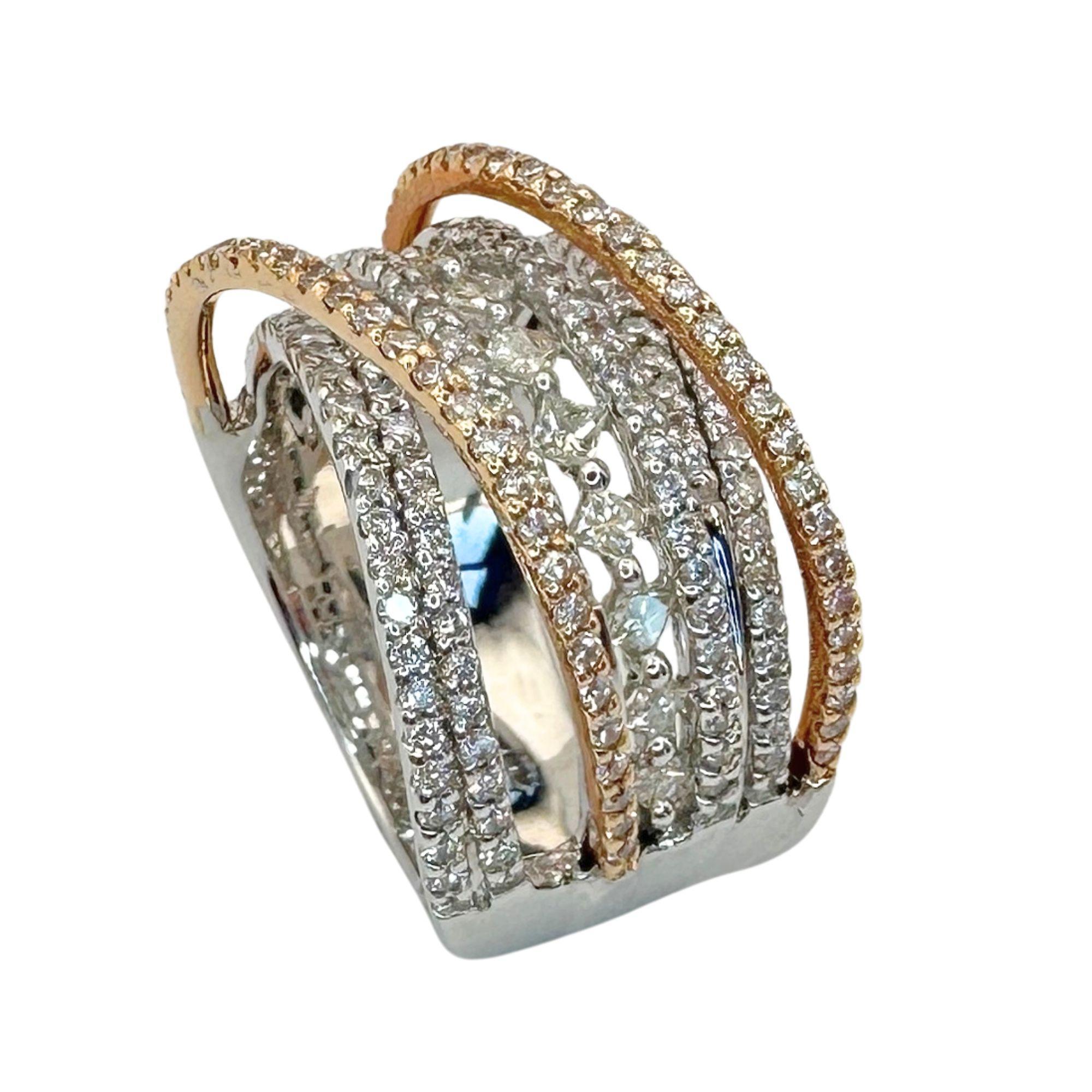 18k Diamantband Ring (Carréschliff) im Angebot