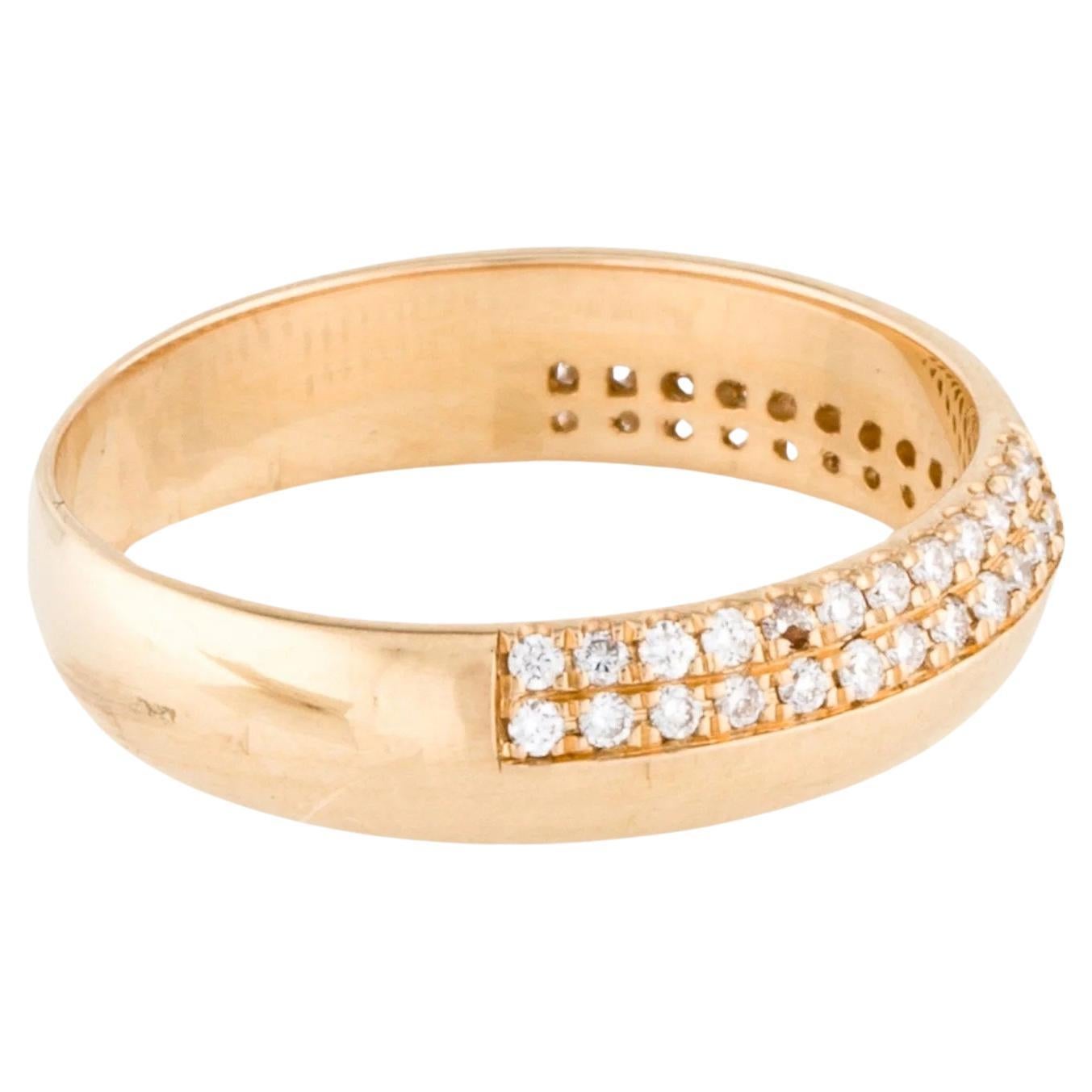 Bracelet en diamant 18K Taille 6.75  Bague en or jaune avec pierres précieuses rondes brillantes