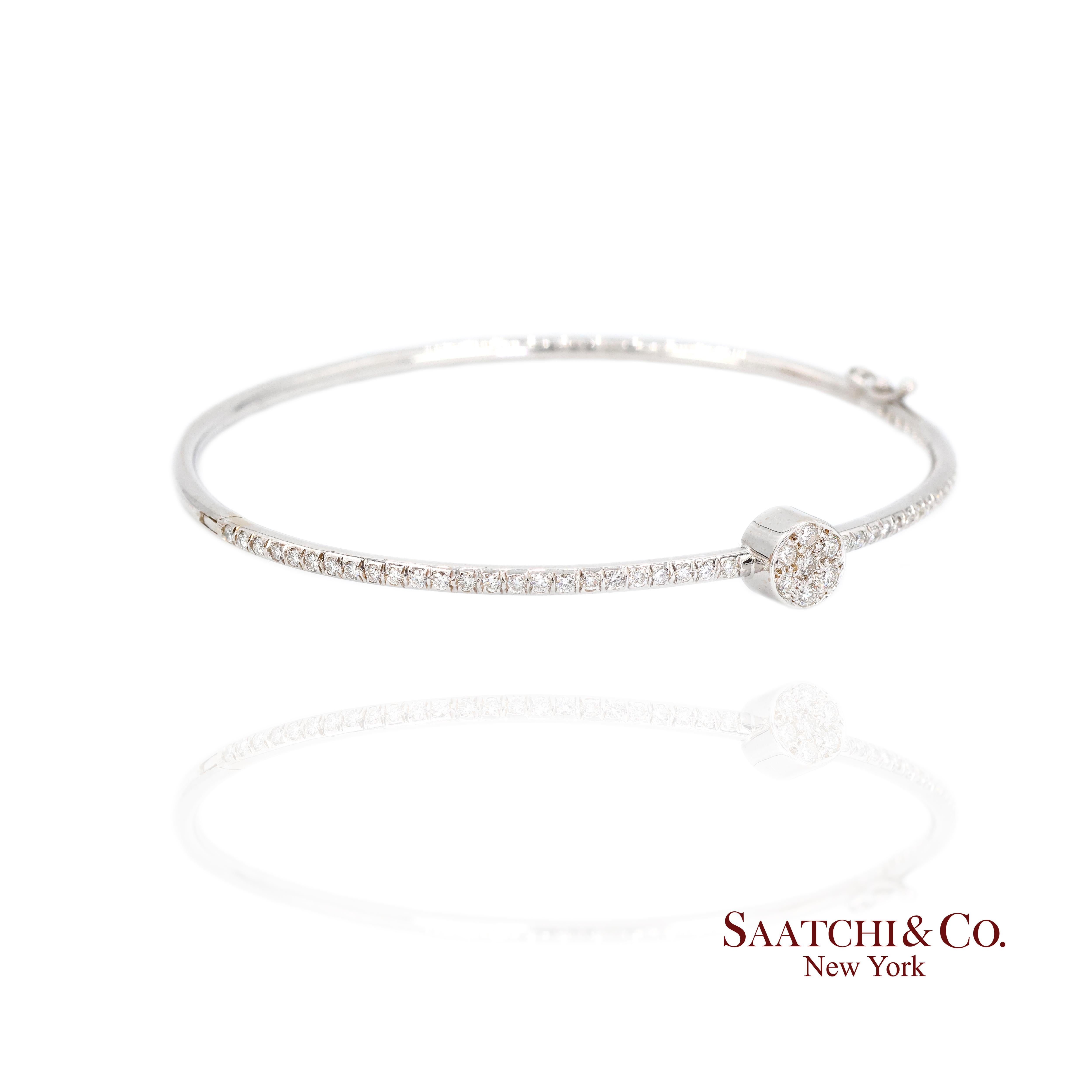 Contemporain Bracelet en or blanc 18k avec diamant Womens VS Pave Modern Fine Jewelry en vente