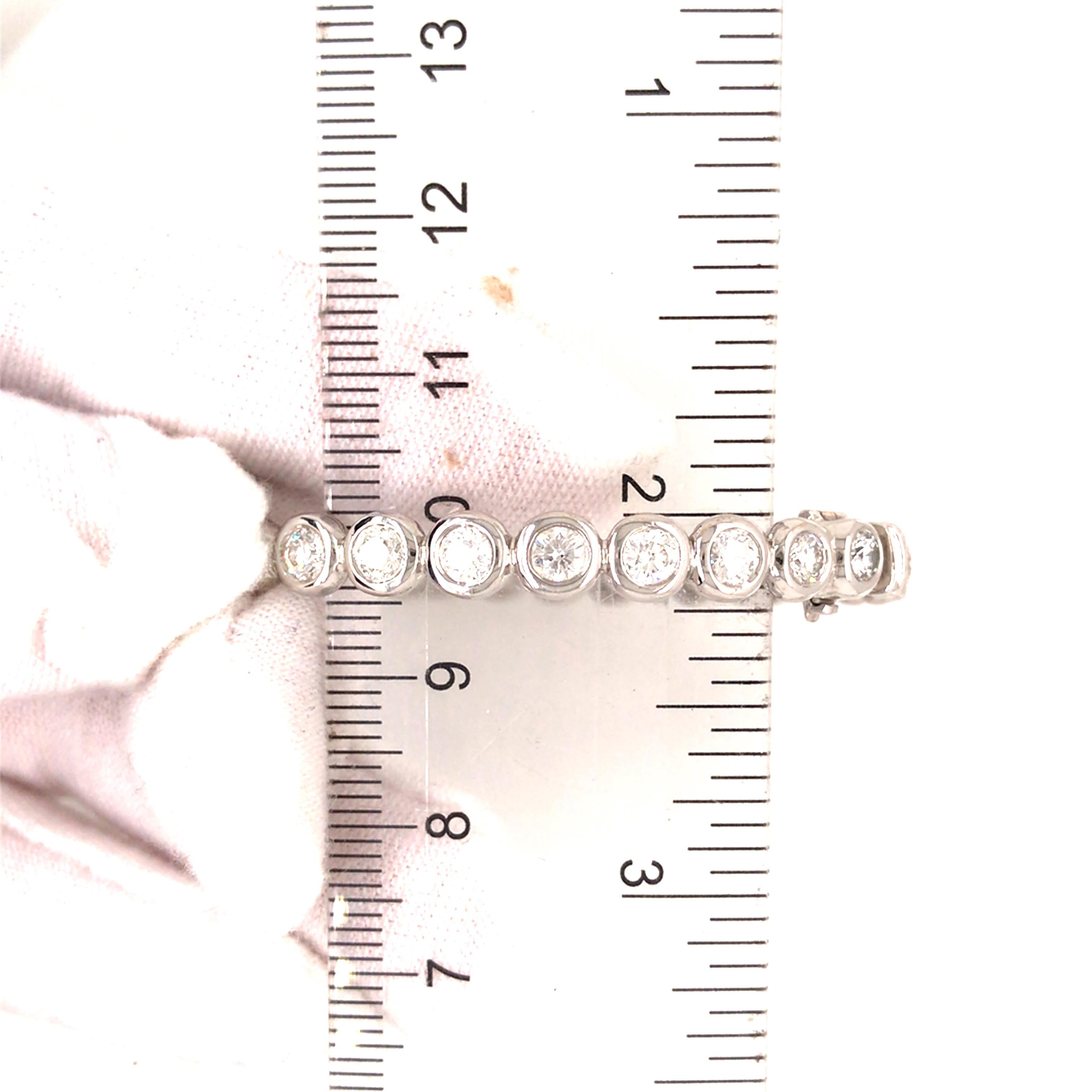 18K Diamond Bezel Bangle Bracelet White Gold 2