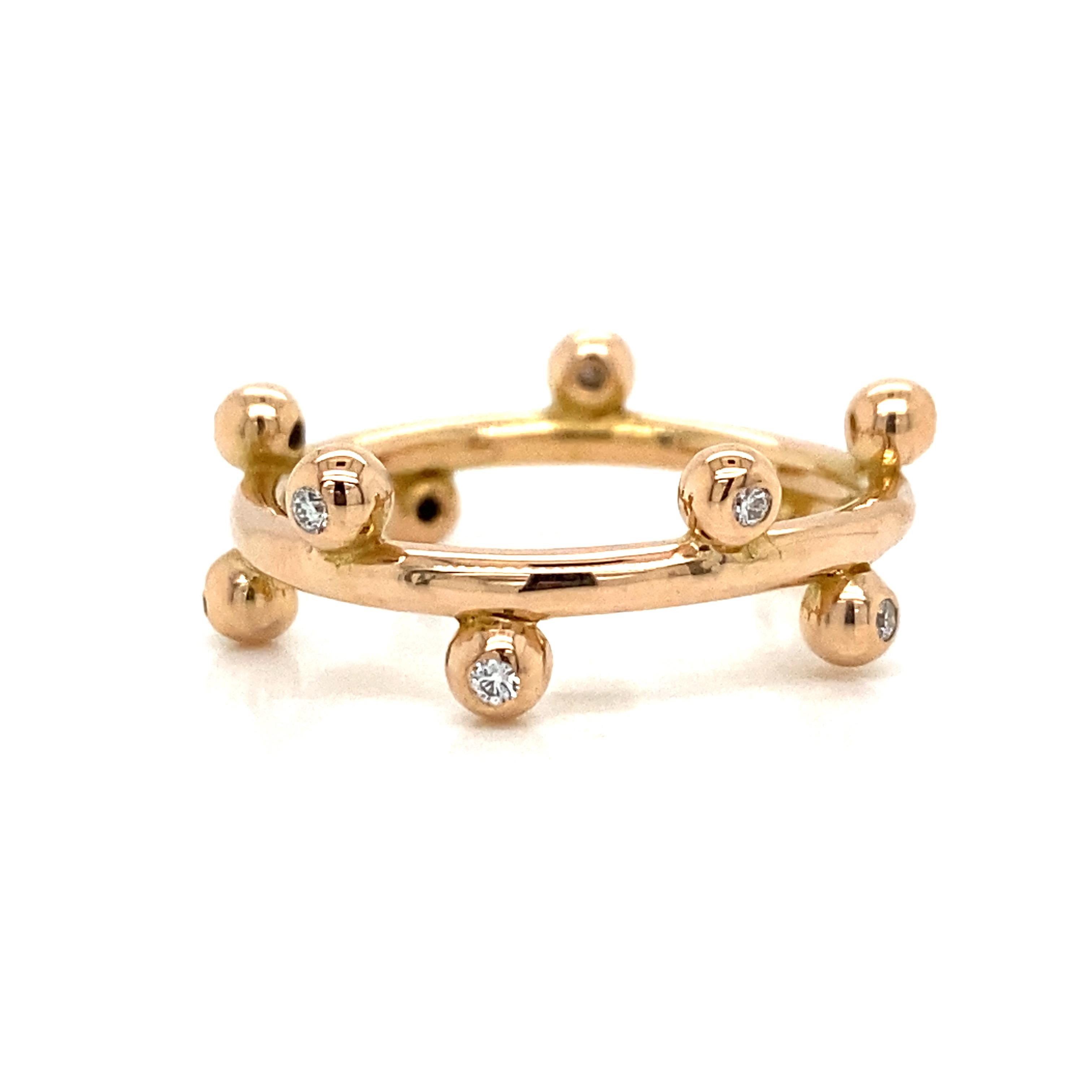 18K Diamond Bezel Stackable Band Ring Rose Gold In Good Condition For Sale In Boca Raton, FL