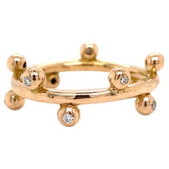 18K Diamond Bezel Stackable Band Ring Rose Gold