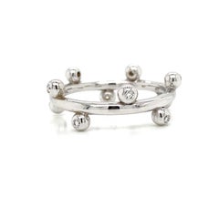 18K Diamond Bezel Stackable Band Ring White Gold