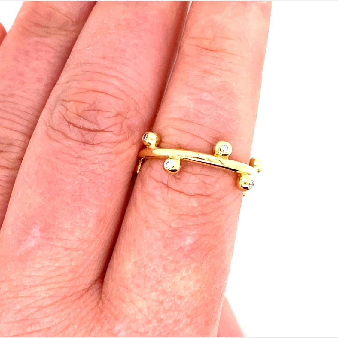 18 Karat Diamant Lünette Stapelbarer Ring Gelbgold Damen im Angebot
