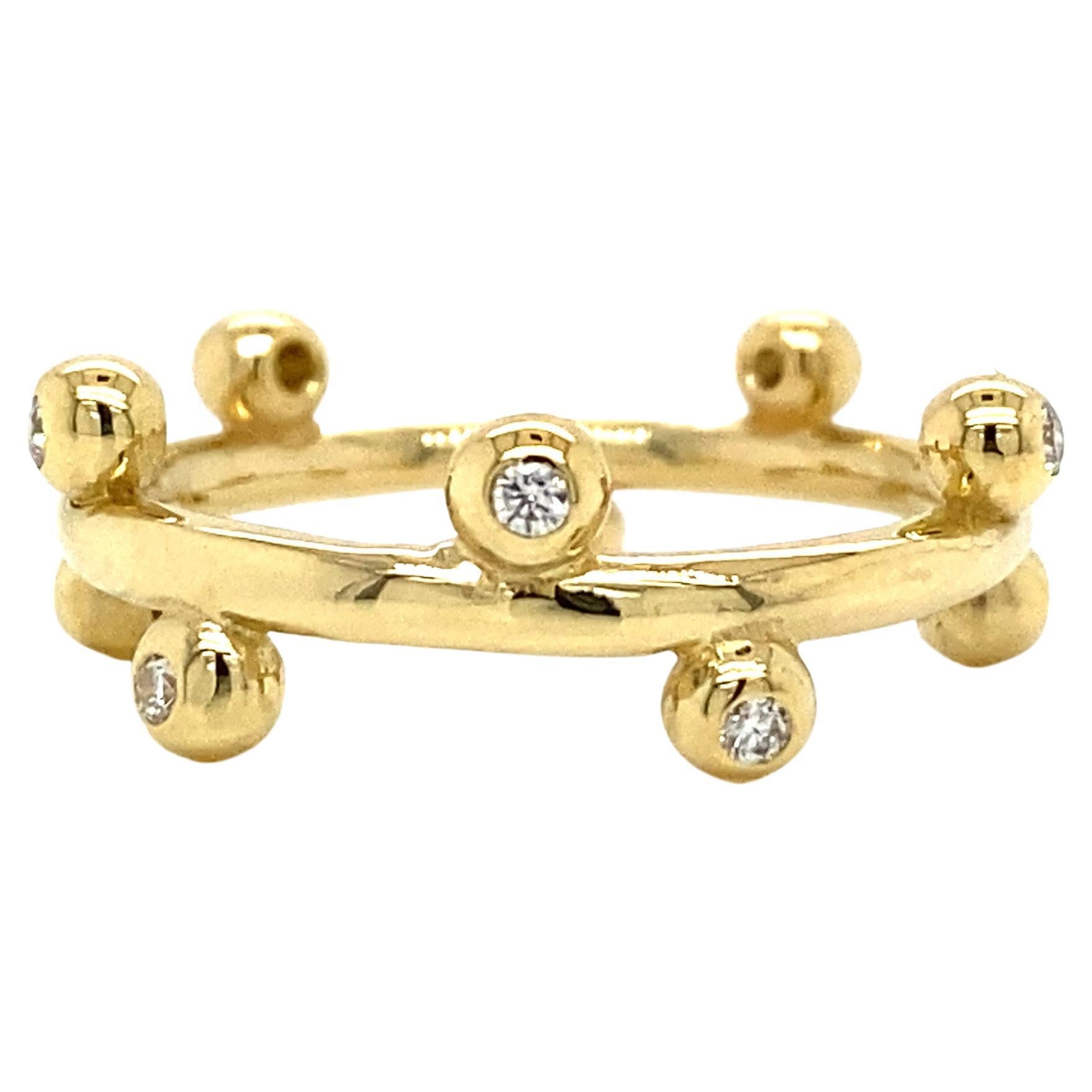 18 Karat Diamant Lünette Stapelbarer Ring Gelbgold