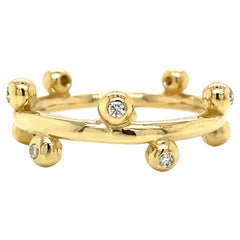 18 Karat Diamant Lünette Stapelbarer Ring Gelbgold