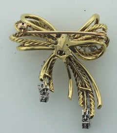 18 Karat Diamond Bow Brooch, circa 1950s