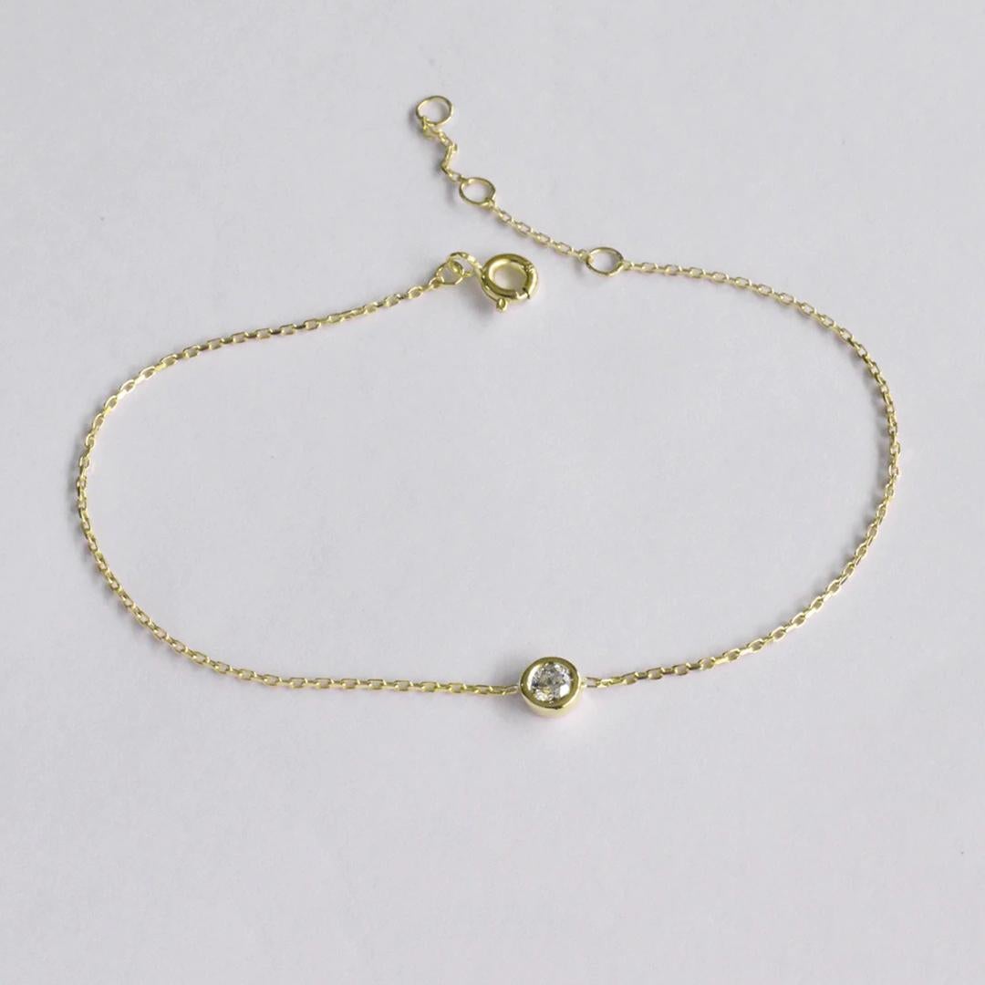Delicate Minimal Bracelet is made of 18k solid gold.
Available in three colors of gold: White Gold / Rose Gold / Yellow Gold.

Natural genuine round cut diamond each diamond is hand selected by me to ensure quality and set by a master setter in our