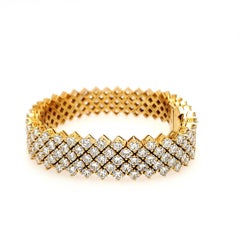 18 Karat Diamond Bracelet Wide Tennis Yellow Gold 22.88 Carat