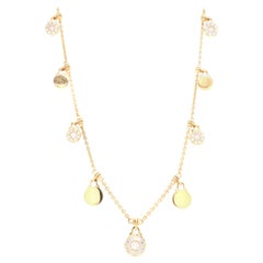 18k Diamond-by-the-Yard Cluster Dangle Necklace Yellow Gold