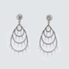 Estate 18K White Gold Diamond Chandelier Earrings