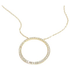 18 Karat Diamond Circle Pendant Necklace Yellow Gold