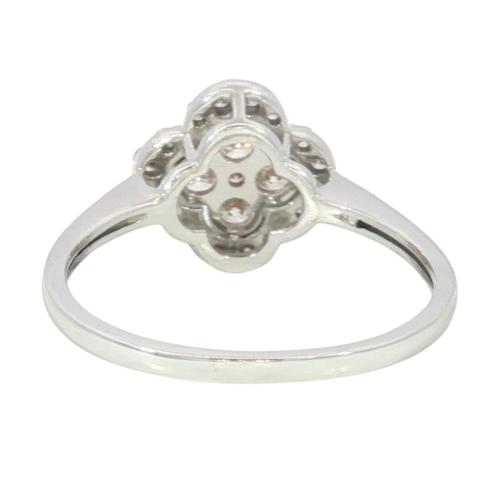Bague trèfle en or blanc 18 carats Taille 7 ~0.5ctw Diamants en vente 2