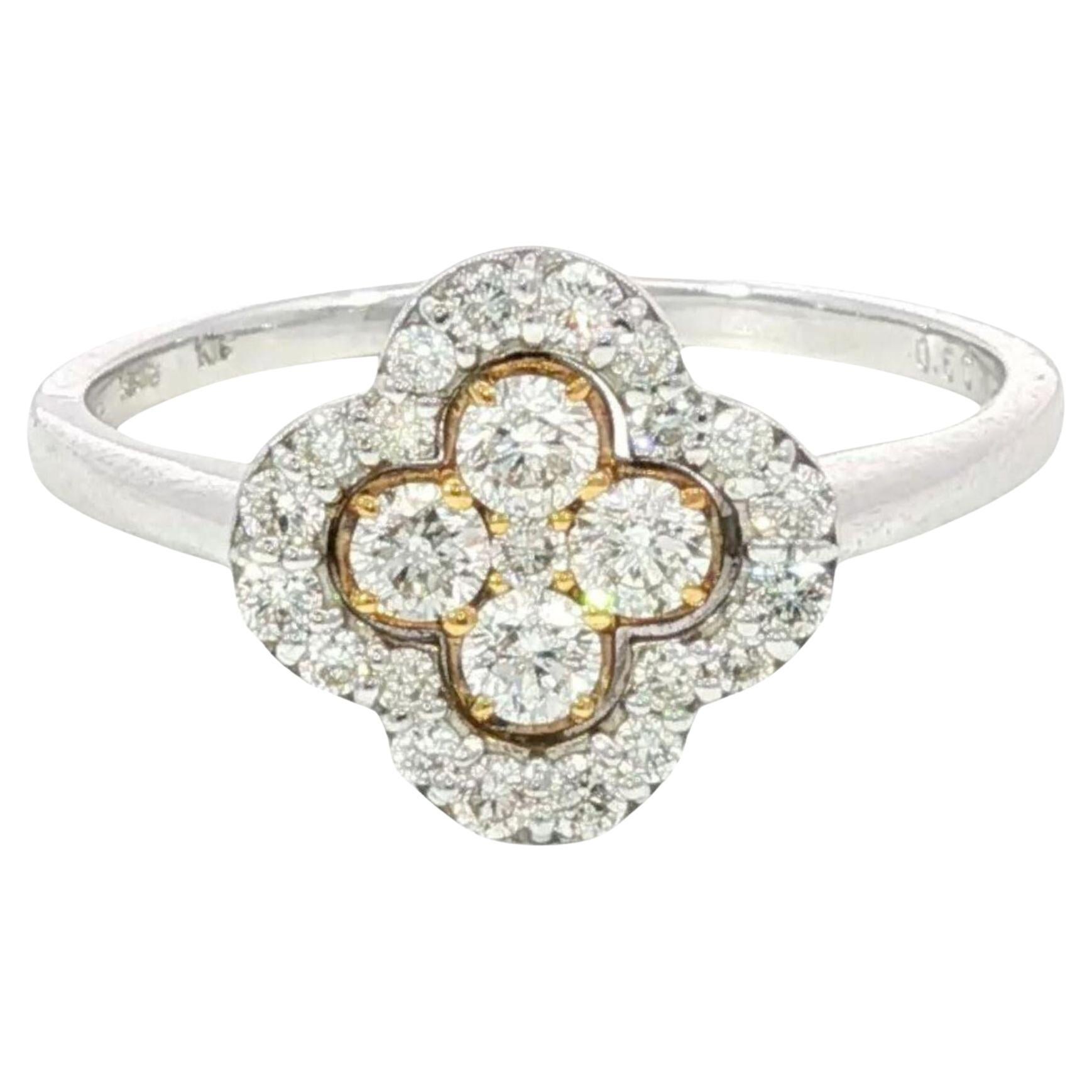 18K Diamant Kleeblatt Ring Weißgold Größe 7 ~0,5ctw Diamanten