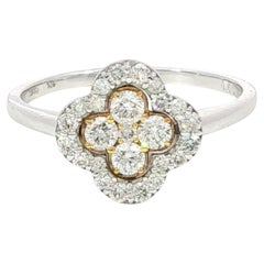 18K Diamant Kleeblatt Ring Weißgold Größe 7 ~0,5ctw Diamanten