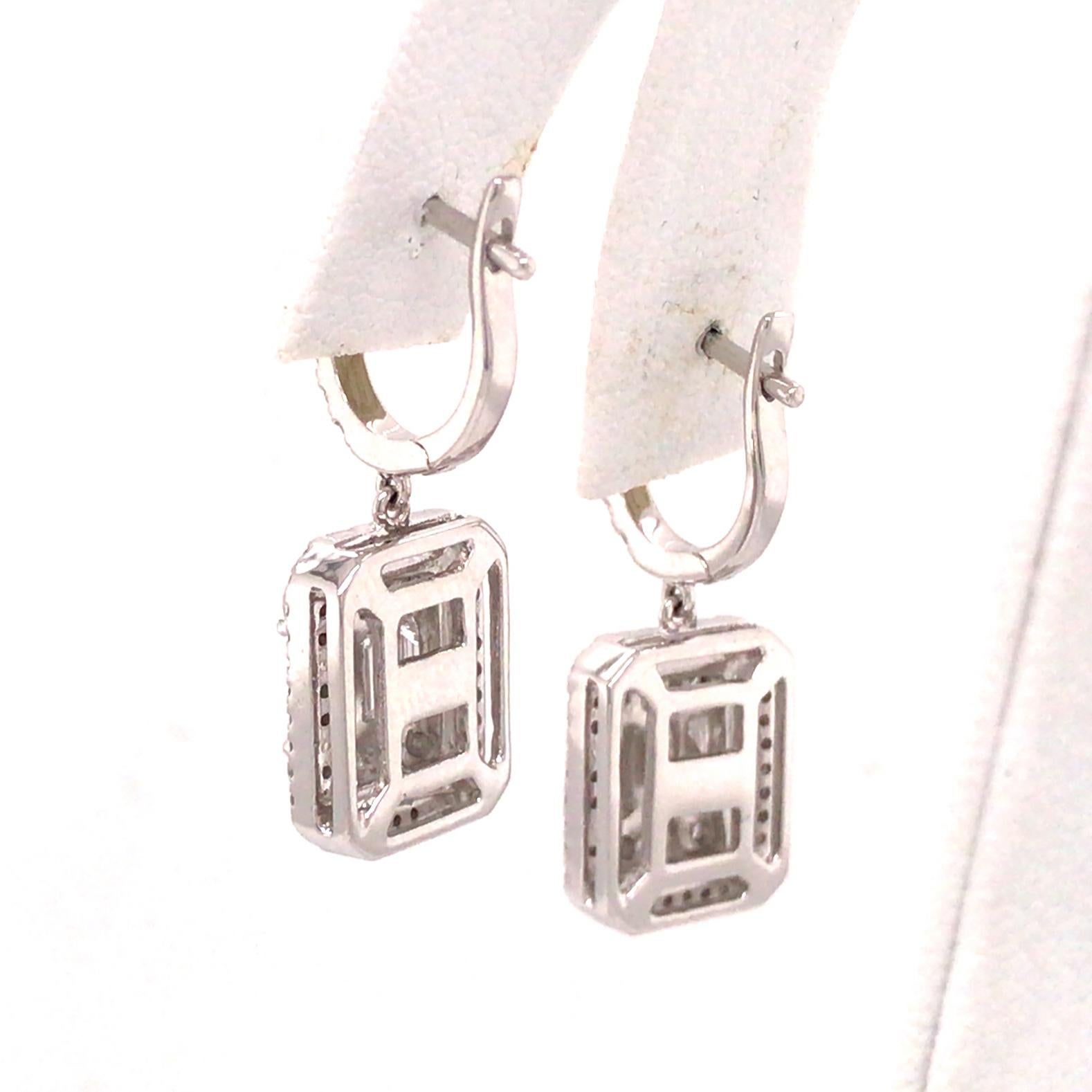 Women's 18K Diamond Cluster Dangle Earring White Gold