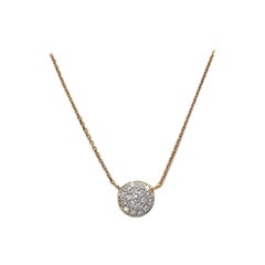 18k Gold Diamond Circle Necklace Diamond Cluster Disc Necklace