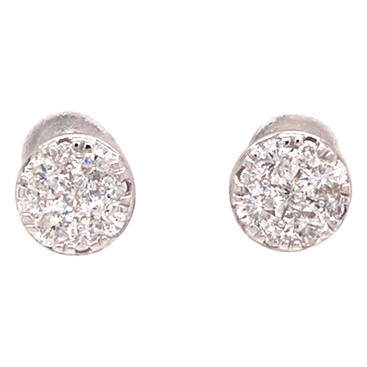 18K Diamond Cluster Earrings White Gold