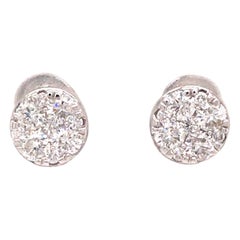 18K Diamond Cluster Earrings White Gold
