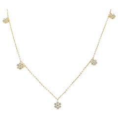 18 Karat Diamond Cluster Necklace Yellow Gold 0.60 Carat