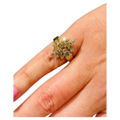 18K Diamant Cluster Ring - Rund 
Baguette Schliffe