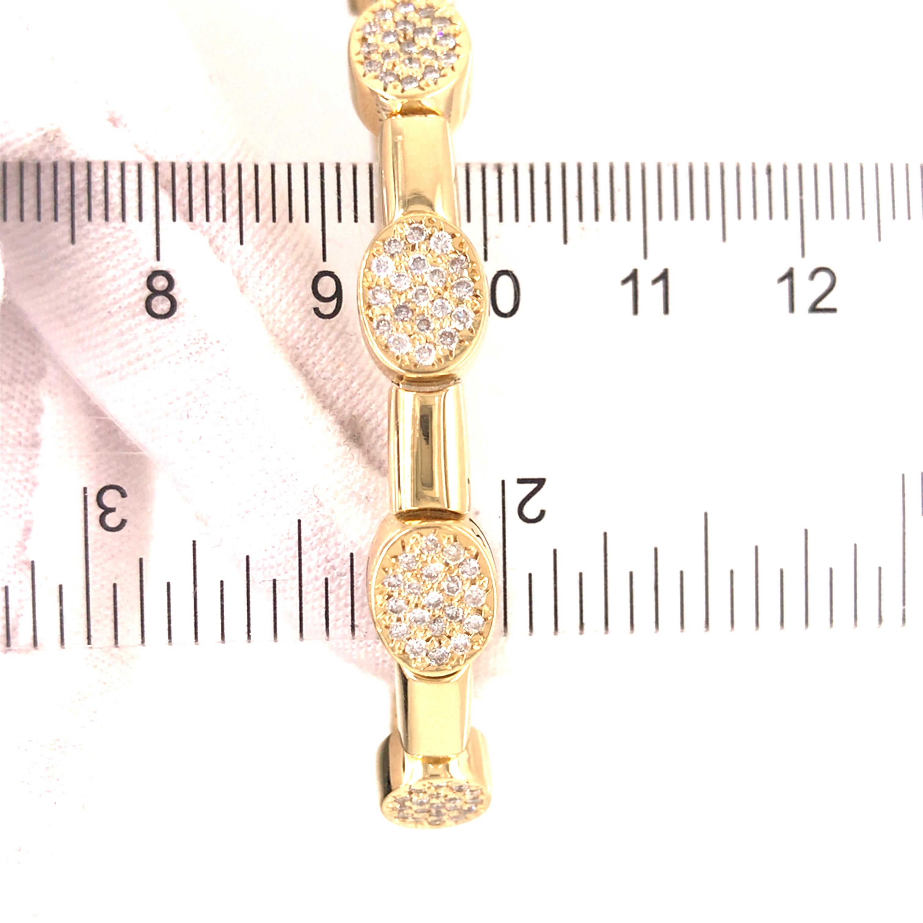 18K Diamond Cluster Station Bangle Yellow Gold For Sale 5