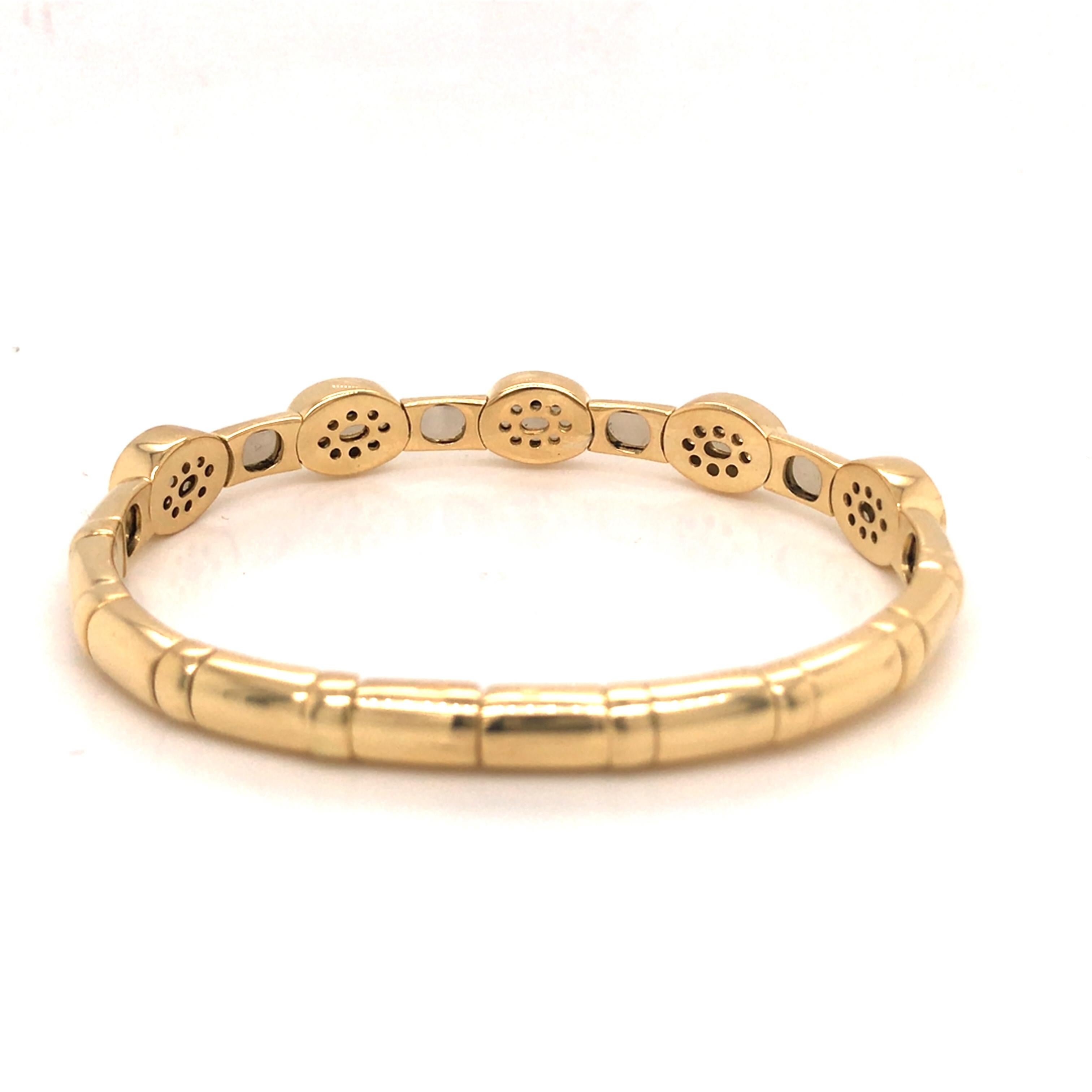 18K Diamond Cluster Station Bangle Yellow Gold For Sale 1