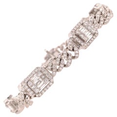 18K Diamond Cluster Station Bracelet White Gold