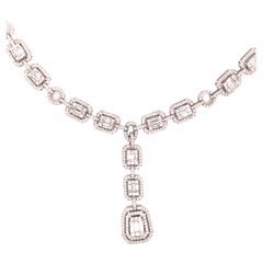 18K Diamond Cluster Y Drop Necklace White Gold 18K Diamond Cluster Y Drop Necklace White Gold