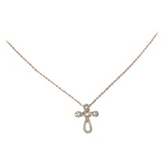 18k Rose Gold Diamond Cross Necklace Unique Cross Layering Necklace
