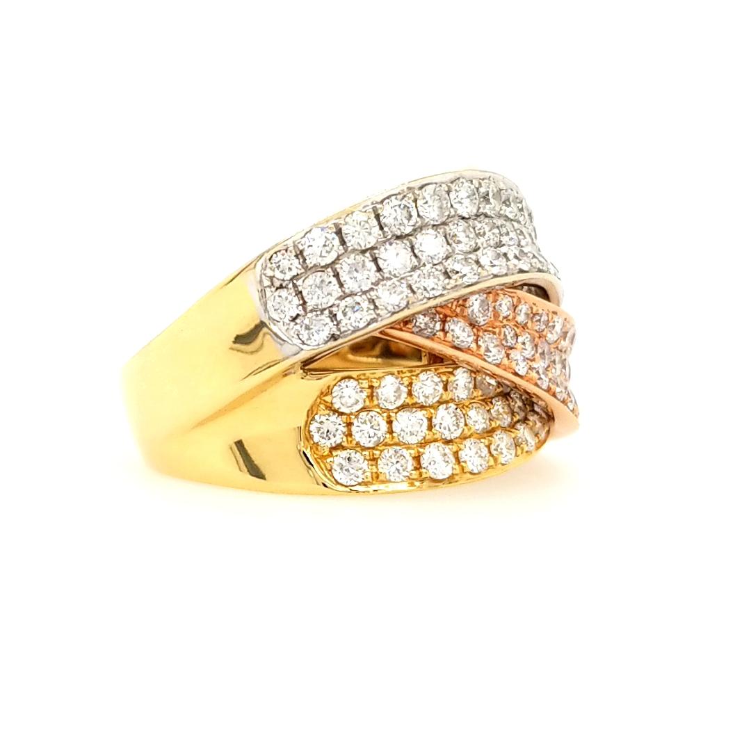 tri color gold diamond ring