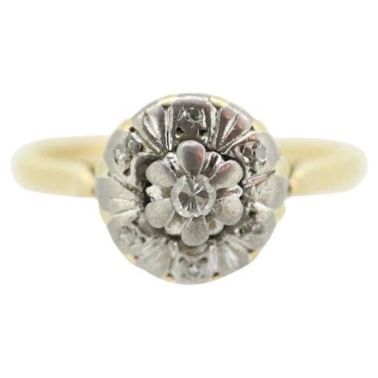 18k Diamond Daisy Cluster ring. Made in Birmingham UK England 1989. 750 18ct