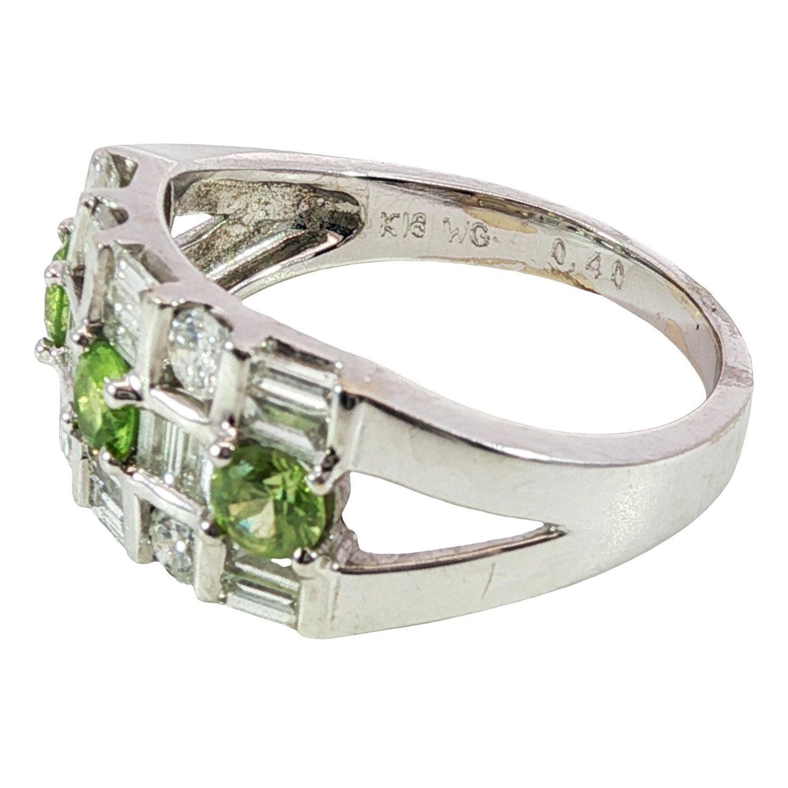 Bague en or blanc 18K diamant grenat démantoïde Estate ~1.1ctw en vente 6